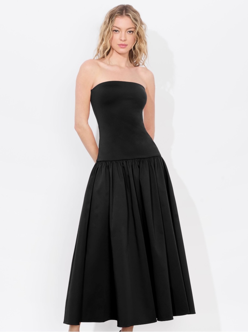 ORIANA DROP WAIST MIDI DRESS by Alice + Olivia, Classic Elegant Silhouette